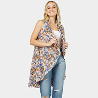 Flower Printed Round Vest