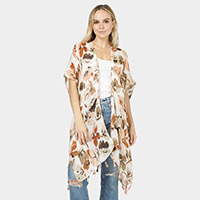 Flower Printed Cover Up Kimono Poncho