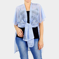 Striped Net Cover Up Kimono Poncho