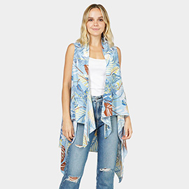 Tropical Leaf Printed Vest