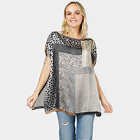 Multi Patterned Satin Poncho