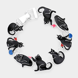 Enamel Metal Cat Link Magnetic Bracelet