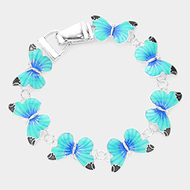 Enamel Metal Butterfly Link Magnetic Bracelet