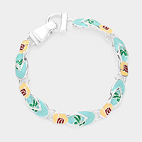 Enamel Metal Flip Flop Link Magnetic Bracelet