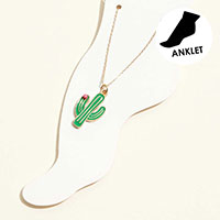 Enamel Cactus Charm Anklet