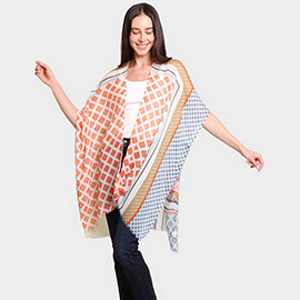 Multi Patterned Cover Up Kimono Poncho