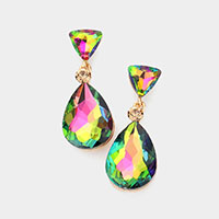 Triangle Round Teardrop Stone Link Dangle Evening Earrings