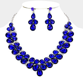 Teardrop Stone Cluster Evening Necklace