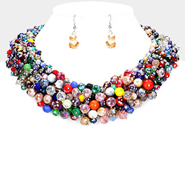 Natural Stone Faceted Beaded Collar Necklace