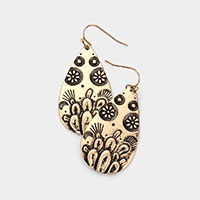 Patterned Antique Metal Teardrop Dangle Earrings