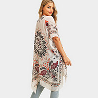 Bohemian Print Cover Up Kimono Poncho