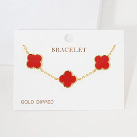 Gold Dipped Quatrefoil Charm Link Bracelet