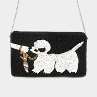 Beaded Dog Crossbody Bag