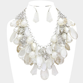 Pearl Lucite Teardrop Cluster Vine Necklace