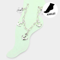 Antique Metal Anchor Charm Station Anklet