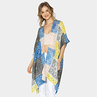 Paisley Bandana Patterned Cover Up Kimono Poncho