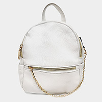 Draped Chain Faux Leather Mini Backpack Bag