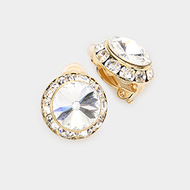 Rivoli Cut Genuine Crystal Clip on Earrings