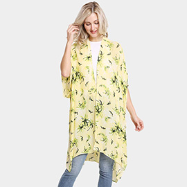 Floral Printed Cover Up Kimono Poncho