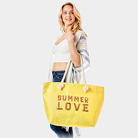 Summer Love Message Glitz Beach Tote Bag