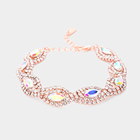 Crystal Rhinestone Oval Stone Accented Evening Bracelet