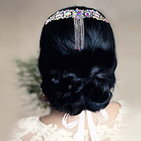 Multi Stone Cluster Dropped Rhinestone Sash Ribbon Bridal Wedding Belt / Headband