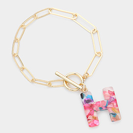 -H- Colorful Monogram Charm Bracelet