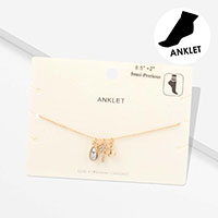 Semi Precious Teardrop Palm Tree Anchor Charm Anklet