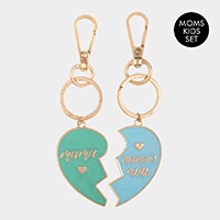 2PCS - mama mini Enamel Heart Moms and Kids Set Keychains