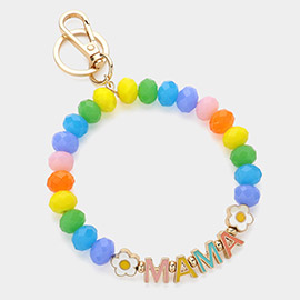 MAMA Message Flower Smile Faceted Beaded Keychain / Bracelet