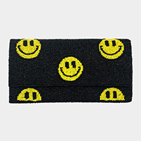 Smile Patterned Seed Beaded Clutch / Crossbody Bag