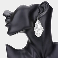 Crushed Metal Teardrop Multi Layered Link Dangle Earrings