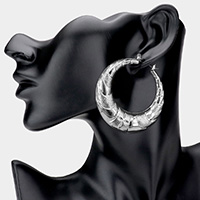 Textured Metal Hoop Pin Catch Earrings