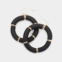 Wood Open Circle Dangle Earrings