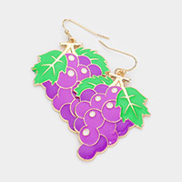 Enamel Metal Grape Dangle Earrings