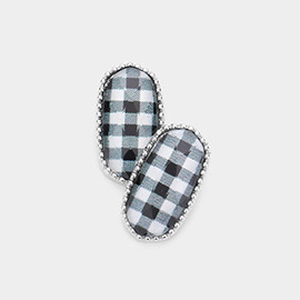 Buffalo Check Patterned Hexagon Stud Earrings