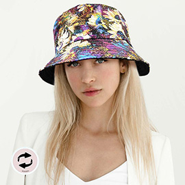 Flower Patterned Reversible Bucket Hat