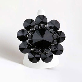 Round Crystal Flower Stretch Ring