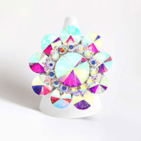 Round Crystal Flower Stretch Ring