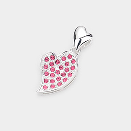 Rhinestone Paved Metal Heart Pendant