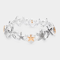 Metal Starfish Shell Stretch Bracelet