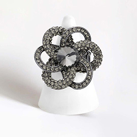 Round Stone Centered Flower Stretch Ring