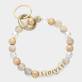 LOVE Message Accented Pearl Beaded Keychain / Bracelet