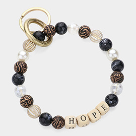 HOPE Message Accented Pearl Beaded Keychain / Bracelet