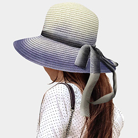 Ombre Bow Band Straw Sun Hat