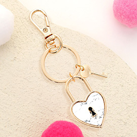 Semi Precious Heart Lock Keychain / Bag Charm