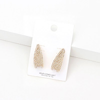 Pearl Embellished Curved Metal Earrings