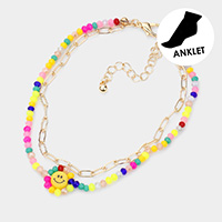 Smile Accented Double Layered Anklet