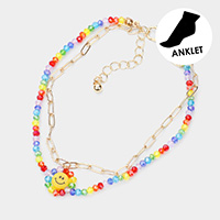 Smile Accented Double Layered Anklet