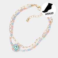 Smile Accented Double Layered Anklet